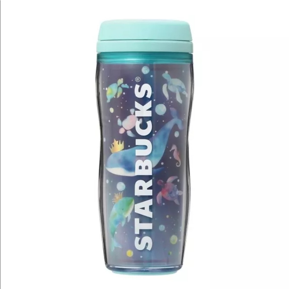 New Starbucks Hologram Aquarium Ocean Whales Dolphin Turtle Tumbler Bottle 12oz